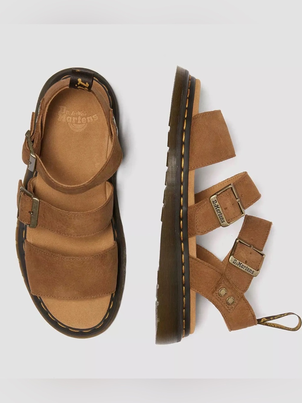 dr. martens gryphon brown leather gladiator sandals - 8